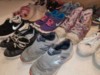 13 pairs of girls shoes. Size 1-2.