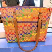 Coach Gallery Tote In Rainbow Signature Canvas Bag