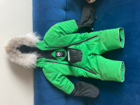 6-12 Months Green Baby Lamb Canada Goose Snowsuit with Stonz Glo