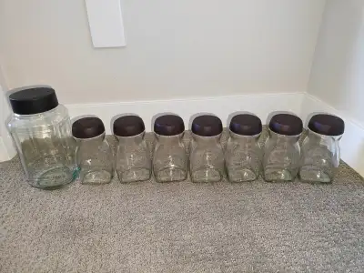 8 Glass Storage Jars with Plastic Lids in Various Sizes, View more