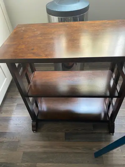 Dark Wooden Console Table with 2 Shelfes., View more