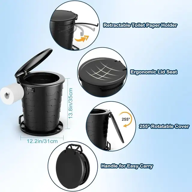 Retractable Camp Toilet for Adults, Upgraded 2nd Generation in Fishing, Camping & Outdoors in Markham / York Region - Image 4