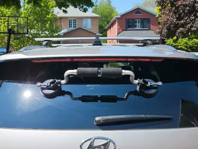 This is a Sherpak Kayak roller from Seattle Sports. Quickly mounted to your rear window via suction...