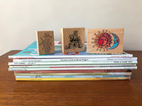 3 stamps + 9 Card-Making Scrap-Booking Magazines KIDS Martha