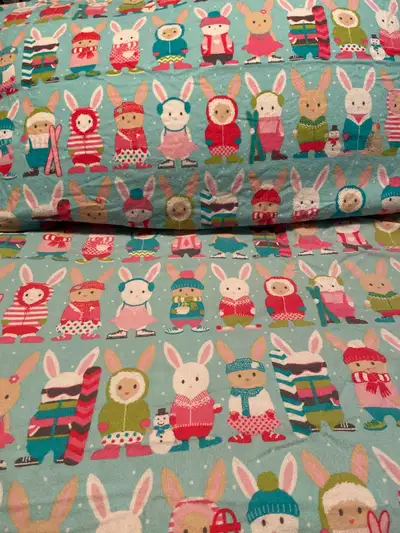 Girls Flannel Sheet Set Snowboarding Bunnies Double/Queen., View more