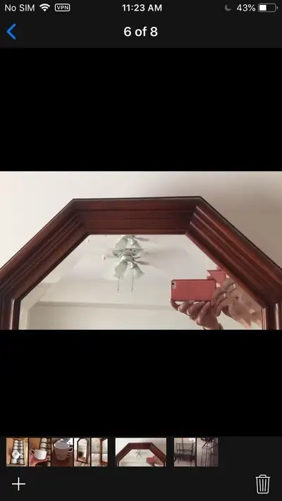 Mirror - dark wood with golden accents, View more