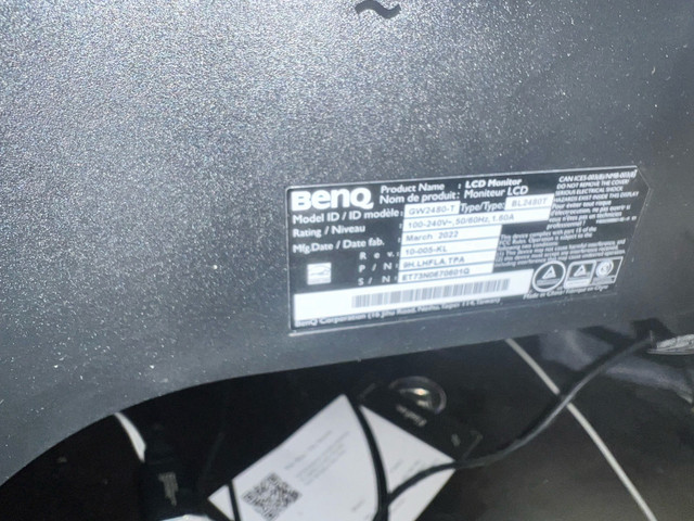 BenQ 24” Full HD Monitor (GW2480-T) with HDMI cable (2022) in Monitors in City of Toronto - Image 3