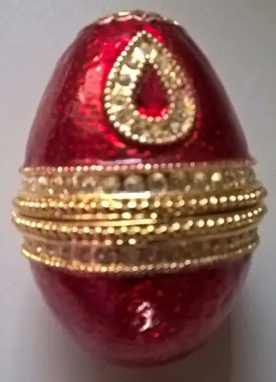 Bejeweled Enamel Egg Jewelry Trinket Box with Rhinestone, View more
