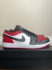Size 10.5 - Jordan 1 Low Bred Toe  - Brand new with receipt