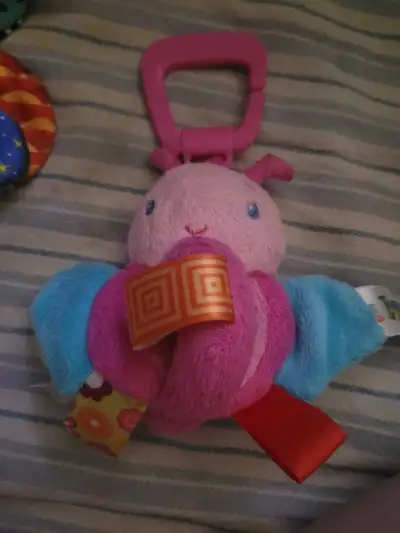 Taggies Pink Butterfly Infant Vibrating Rattle stroller toy., View more
