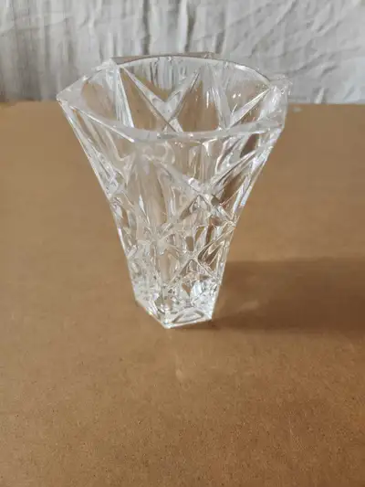 Crystal vase about 5" tall, View more