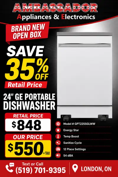 NEW GE 24” Portable Dishwasher , View more