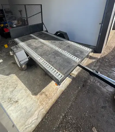Small steel flat deck with e tracks installed(will come with 8 e track tie down points) deck measure...