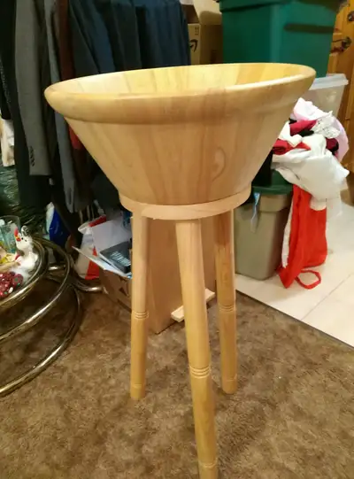 Large salad bowl +stand/grand saladier avec support/Bois wood, View more