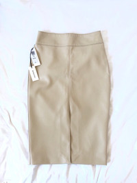 Aritzia (Babaton) Beige Leather High Rise Midi Pencil Skirt