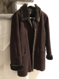 London Fog faux fur coat, Size L