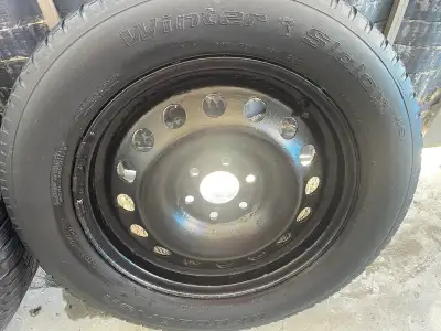 Two great snow tires BF Goodrich tires size 225/60/17 rims 17 inch/6 bolt pattern multi fit rims mea...