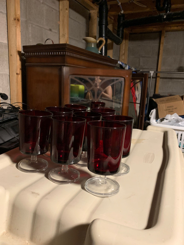 Vintage Ruby Glass Wine Goblets in Arts & Collectibles in Pembroke - Image 2