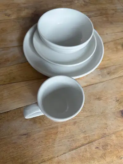 Crate & Barrel white dish set, View more