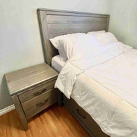 Queen Size Solid Maple Wood Bed and Side Tables