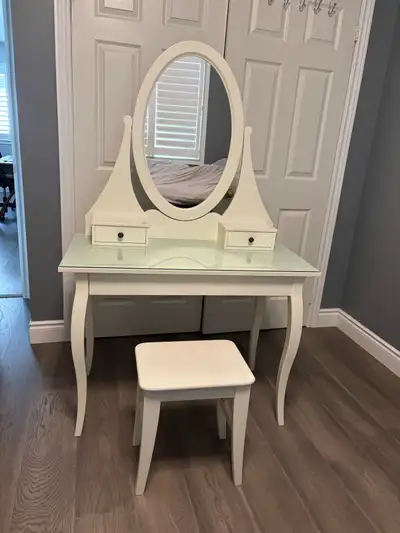 IKEA HEMNES Dressing Table with Mirror and Stool., View more