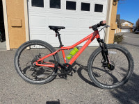 Youth mountain bike with front suspension, 24 inch tires