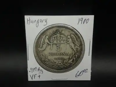 1900 Hungary .900Ag VF+ coin!!!!, View more
