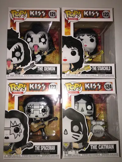 Set of 4 Funko Rock Pops. New and still housed in their boxes. Asking $100 obo.