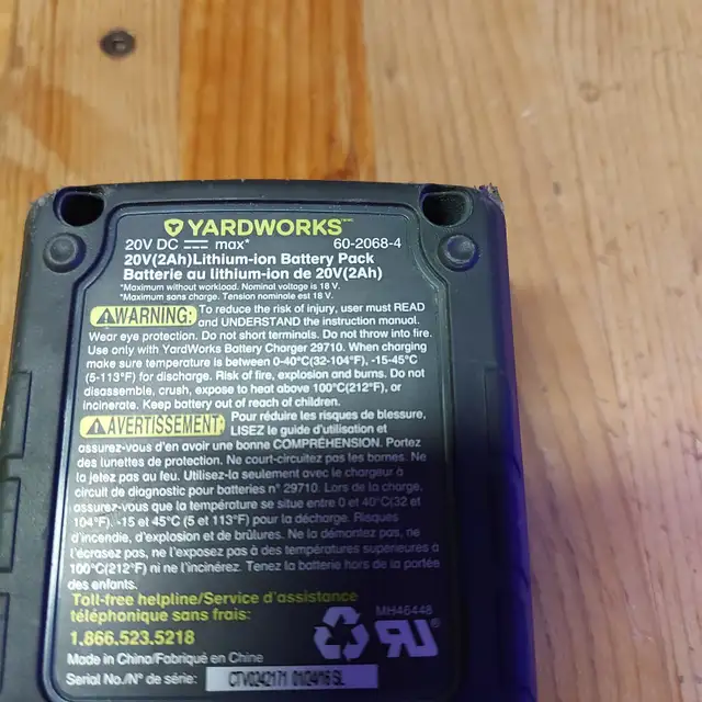 Yardworks 20V MAX 2.0Ah Lithium-Ion Battery (Tested 20.2V) in Outdoor Tools & Storage in Ottawa - Image 6