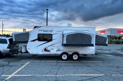 Sleeps 8. In good shape. No leaks or soft spots. 3600lbs & 18ft length. Ready to camp