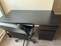 IKEA MALM Desk (black-brown) with Chair