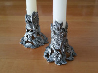 Ornate Pewter Candle Holders