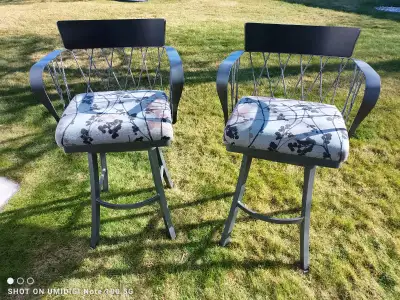 two swivel bar stools, View more