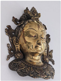 ANTIQUE Goddess Tara Wall Hanging Mask Bronze Brass Sculpture