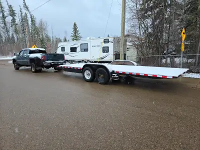 Looking for hauling jobs. 22 foot 10,000lbs tilting trailer with 1 ton dually truck. Can do car and...