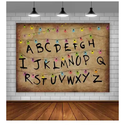 Stranger Backdrops for Photography Rustic Alphabet Colorful Lights Background Kids Birthday Party De...