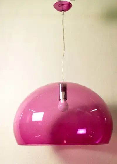 Brand NEW KARTELL FL/Y Large Pink Acrylic Dome Pendant Ceiling Lamp designed by Italian designer Fer...