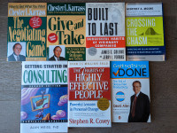 Books on personal productivity, negotiation, business, etc.