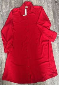 Meysa Fashion Womens Button Up Shirt Dress sz:56, Red