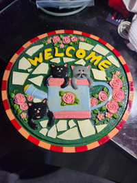 HEAVY SOLID CAT INSPIRED THEME CERAMIC CIRCULAR HANGING WELCOME