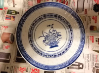 VINTAGE CHINESE HAND PAINT BLUE AND WHITE PORCELAIN (玲珑瓷) PLATE