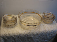 Vintage gold trimmed FRUIT BOWL &  6 DESSERT DISHES