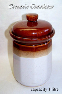 Ceramic Canister with lid, 1 litre, like new