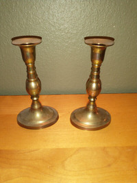 Pair of vintage brass candlesticks 7.5" high.