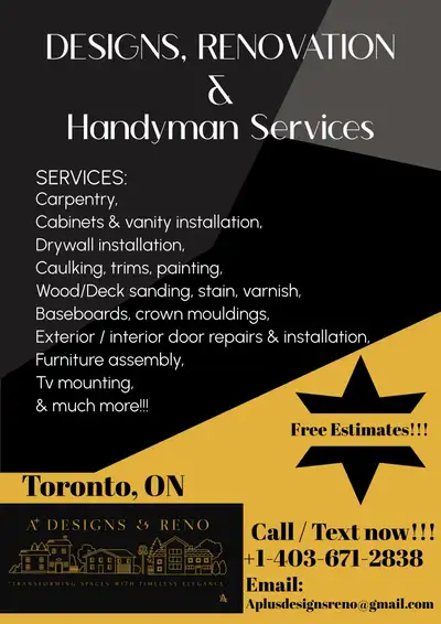 Design, Renovations & Handyman services, View more
