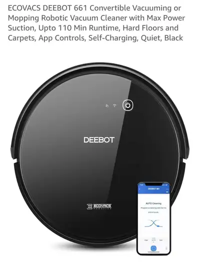 This ECOVACS DEEBOT 661 is a convertible vacuuming and mopping robotic cleaner, perfect for keeping...