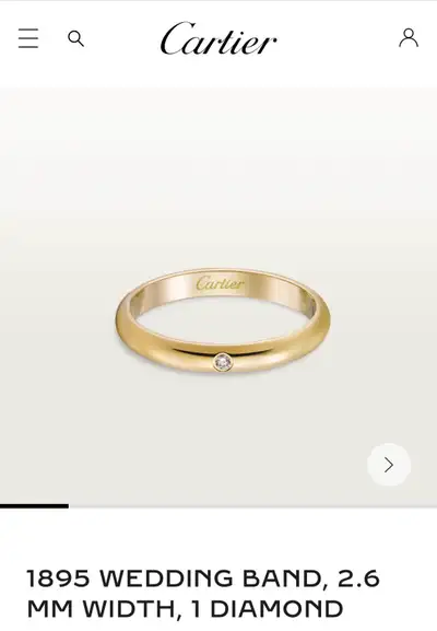 Authentic Cartier 1895 Wedding Band 2.6mm 1 Diamond, View more