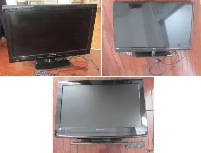 Three older flat screen televisions are available. 1) Dynex 32 inch model DXL32152A11 LCD flat scree...