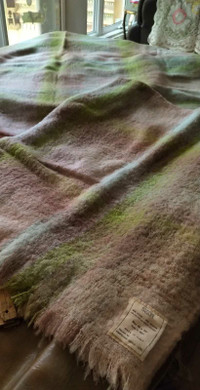 2 Vintage Wool/Mohair Blankets/Throws, Made in Italy, 48" x 70"