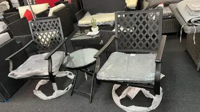 3 Pieces Patio Swivel Chairs with Cushion, Outdoor Swivel Rocker, View more